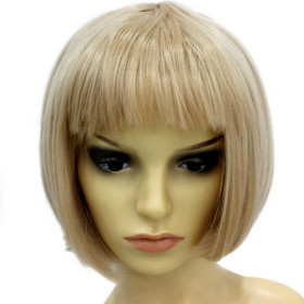 Neat Bang Light Gold Smooth Party Wigs