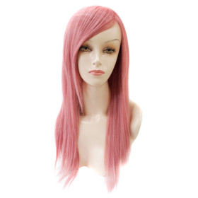 Side Bang Straight Pink Party Wigs