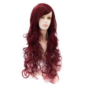 Curely Long Deep Wine Party Wigs