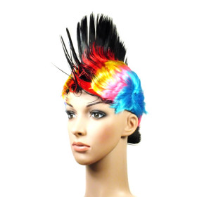 Cristate Shape Feather & Flirty Colorful Party Wigs