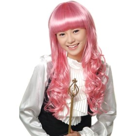 Pink Long Neat Bang Party Wigs