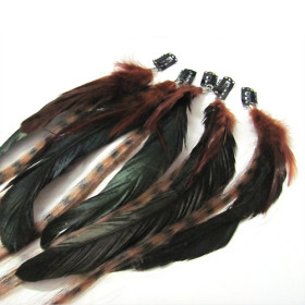 Black Clip-in White Spots Feathers Party Wigs