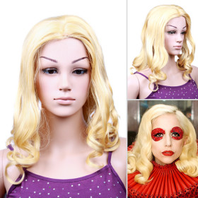 Side Bang Gold Curely Party Wigs