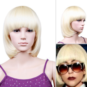 Chin Length White Straight Party Wigs