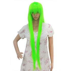 Green Straight Super Long Party Wigs