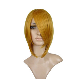 Straight Gold Inclined Bang Party Wigs