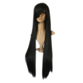Capless Super Long Black Party Wigs