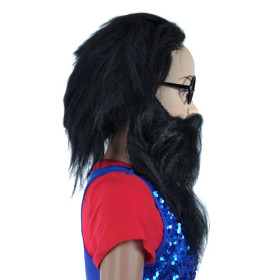Black Shaggy With A Beard Party Wigs