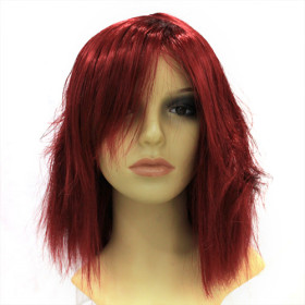 Red Wine Shoulder Length Hair Extension Party Wigs