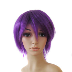 Short Purple Straight Party Wigs