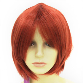 Smooth Coppery Chin Length Party Wigs