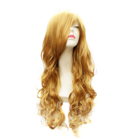 Inclined Bang Body Wave Golden Brown Party Wigs