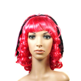 Colorful Deep Curly Neat Bang Party Wigs