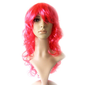 Inclined Bang Long Light Pink Party Wigs