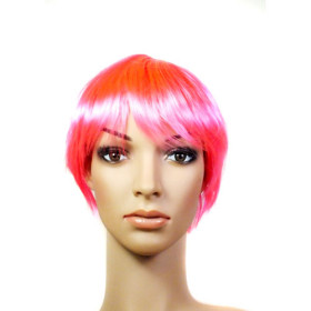 Synthetic Pink Capless Short Party Wigs