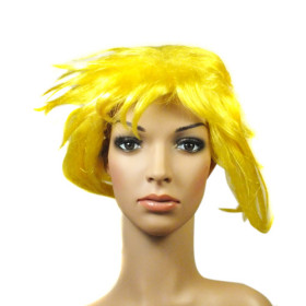 Synthetic Yellow Capless Party Wigs
