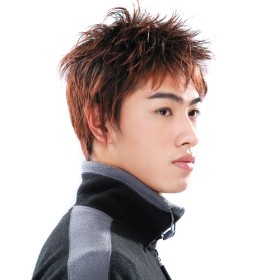 Short Flip Out Red Wine Mens Wigs