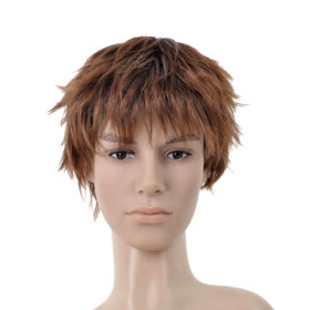 Brown Heat Resistant Hair Extension Mens Wigs