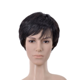 Black Side Bang Hair Extension Mens Wigs