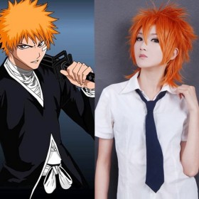 Orange Short Flip Out Cosplay Wigs