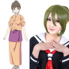 Dark Green Inclined Bang Hand Tied Cosplay Wigs