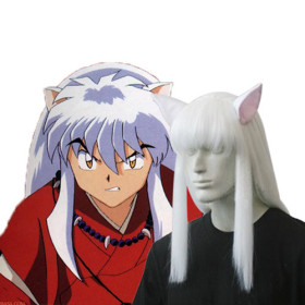 Feather & Flirty Straight White Cosplay Wigs