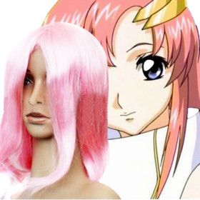Pink Shoulder Length Smooth Cosplay Wigs