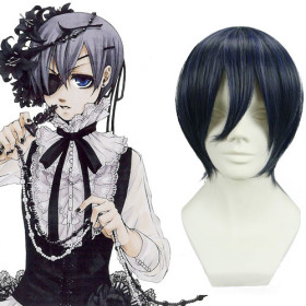 Black Heat Resistant Curl Up Cosplay Wigs