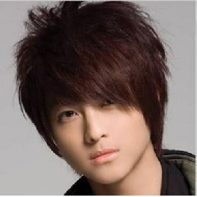 Bark Brown Short With Inclined Bang Mens Wigs