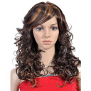 Capless Long High Quality Synthetic Brown with Golden Brown Curly Hair Wig
