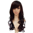 Inclined Bang High Quality Synthetic Dark Aubum Curly Wigs