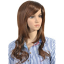 Side Bang Golden Brown European Wave Curly Wigs