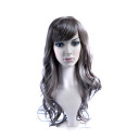 Water Wave Inclined Bang Black Curly Wigs