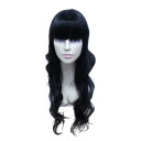 Neat Bang Body Wave Black Curly Wigs