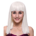 Shoulder Length White Neat Bang Straight Wigs