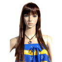 Dark Brown With Blonde Layered Smooth Straight Wigs