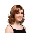 Heat Resistant Golden Brown Curly Medium Wigs