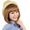 Neat Bang Golden Brown Straight Medium Wigs