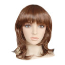 Curl Up Shoulder-length Flaxen Brown Medium Wigs