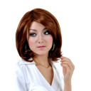 Chocolate Brown Straight Side Bang Medium Wigs