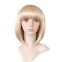 Light Gold Heat-resistant Fiber Smooth Bob Wigs