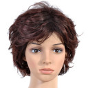 Inclined Bang Auburn Heat Resistant Curly Wigs