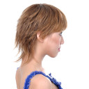 Golden Brown Shoulder Length Hair Extension Curly Wigs