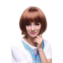 Neat Bang Smooth Deep Red Wine Straight Wigs