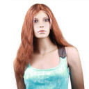 Red Wine Side Bang Super Long Human Hair Wigs