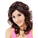Shoulder-length Dark Red Curely Human Hair Wigs
