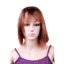 Silky Straight Red Wine Shoulder Length Human Hair Wigs