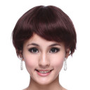 Chocolate Brown Short Straight Human Hair Wigs