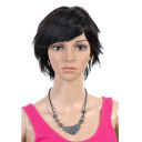 Heat Resistant Short Black Human Hair Wigs