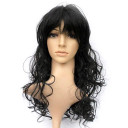 Heat Resistant  Black Curely Party Wigs